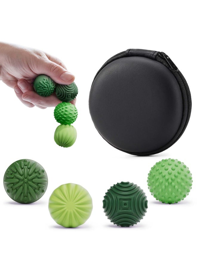 HALAMODO 4-Piece Silicone Magnetic Ball Stress Relief Toys For Adults And Teenagers, Sensory Toys For Autism ADHD Anxiety Relief, Fun Textured Fidget Gadgets, Desk Toys, Gifts For Women Men Teens, Green - Image 1