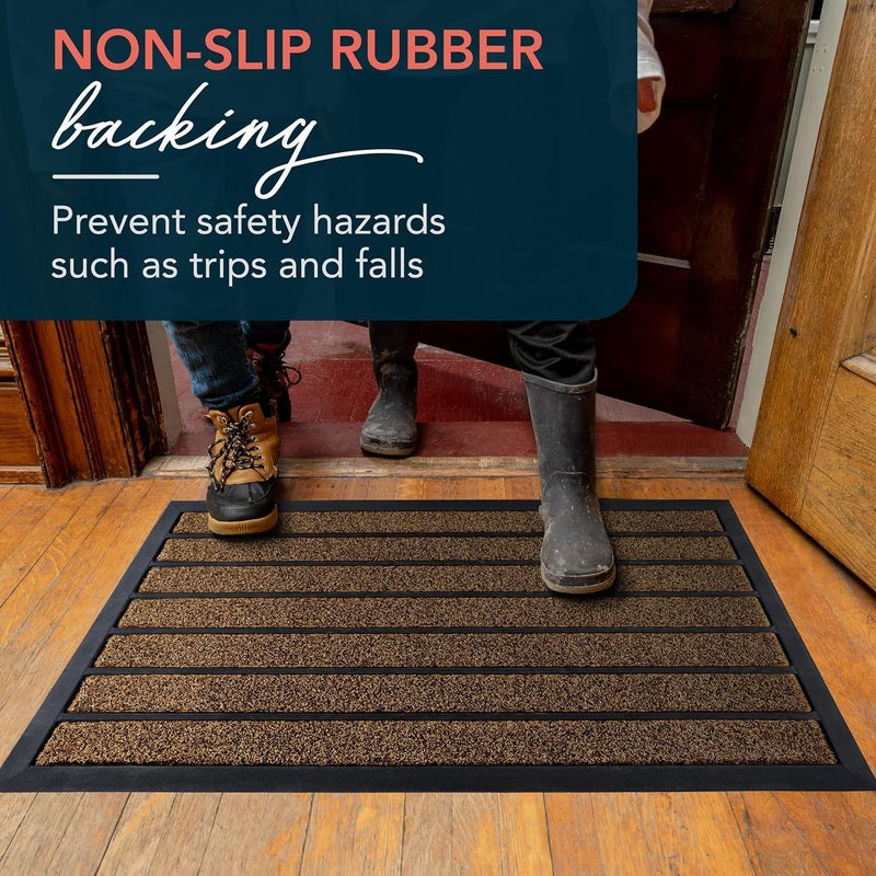 ubdyo 2 Pack Extra Durable Door Mat Outdoor Entrance - Muddy Dirt Trapping Outdoor Mats - Low Pile Front Door Mat Outside Entrance - Anti Slip Indoor Doormat - 30'' x 17'', Bright Brown - Image 5
