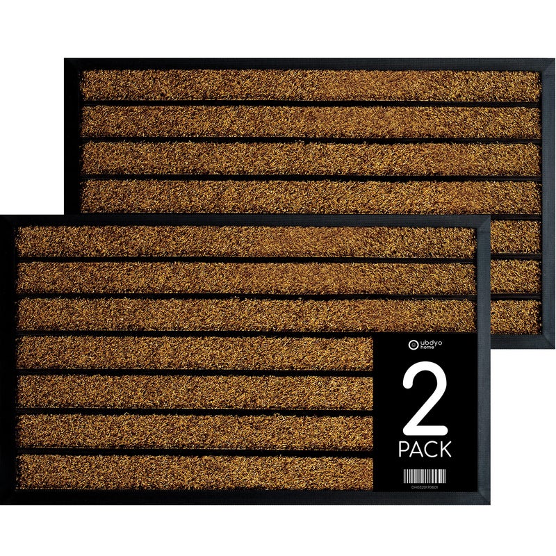 ubdyo 2 Pack Extra Durable Door Mat Outdoor Entrance - Muddy Dirt Trapping Outdoor Mats - Low Pile Front Door Mat Outside Entrance - Anti Slip Indoor Doormat - 30'' x 17'', Bright Brown - Image 1