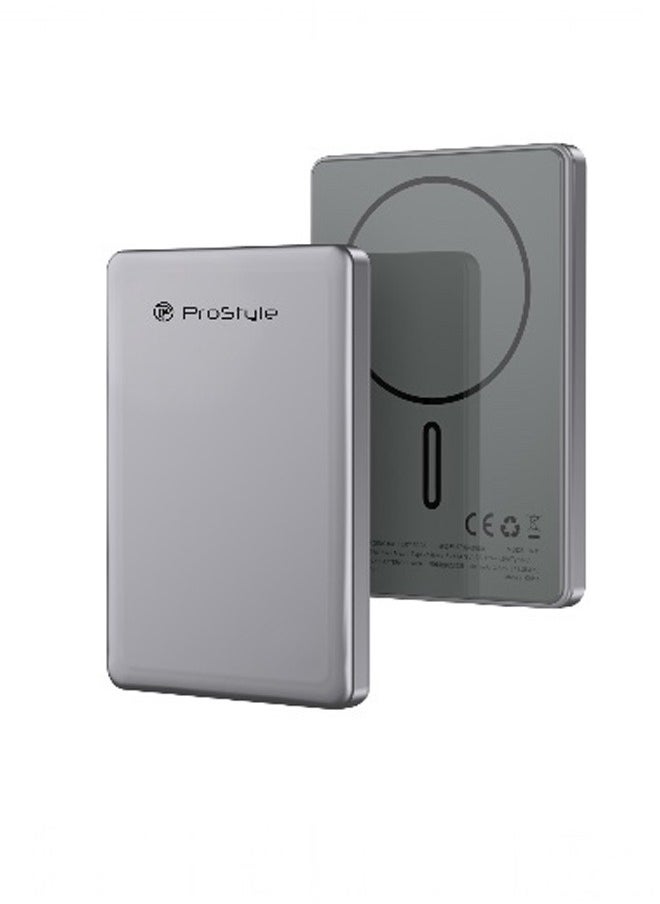 Prostyle - Power Bank Magsafe 5000 mAh Wireless Slim, 15W Portable Fast Charger, Dual Input&Output USB and Type C for iPhone 12-16 Series - Image 1