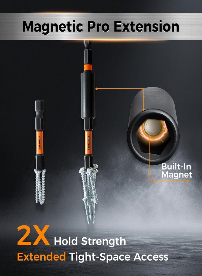 COMOWARE 21pcs Allen Wrench Drill Bits (Metric&SAE), S2 Steel 1/4" Hex Bit Set, CNC Tip Screwdriver Bits, 2" Length Magnetic Drill Bit, Impact Hex Bitss Set for Electronic Devices Disassembly - Image 2