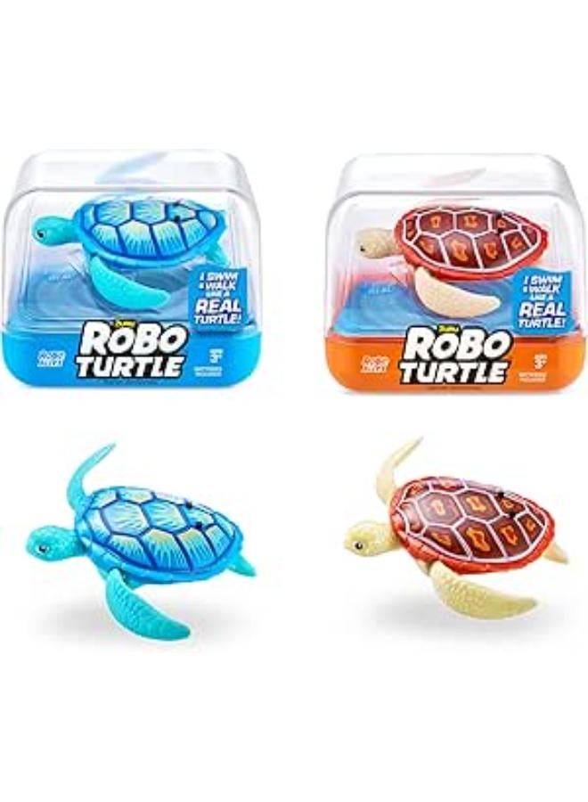 ROBO ALIVE Robo Turtle Swimming Robot Toy (2 Pack) – Orange & Blue