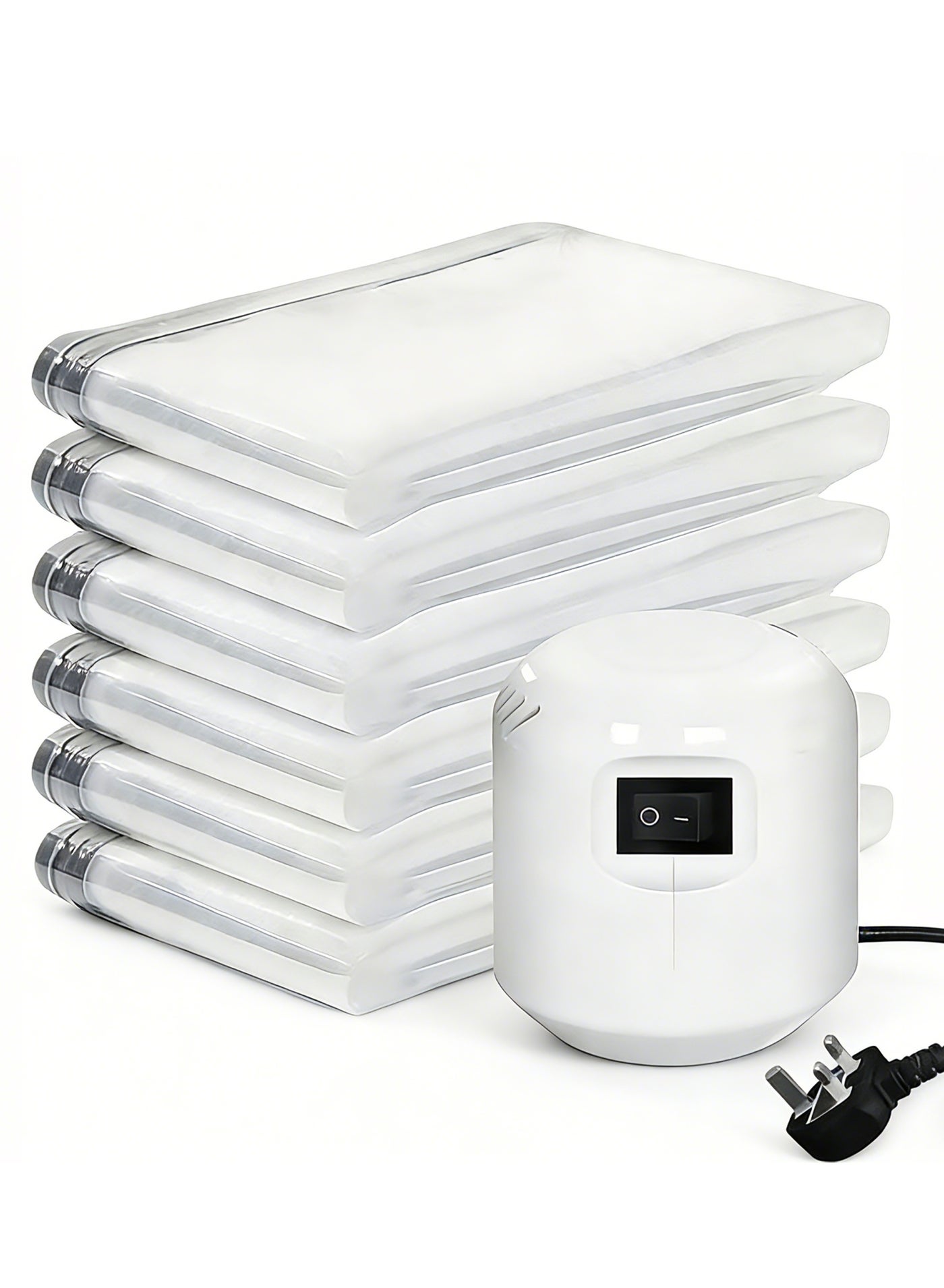 6-Pack Travel Vacuum Bags with Portable Electric Pump, Space Saver Vacuum Storage Bags, Reusable Vacuum Bags for Clothes, Mattress, Blanket, Duvets, Pillows, Comforters, Quilt, Travel