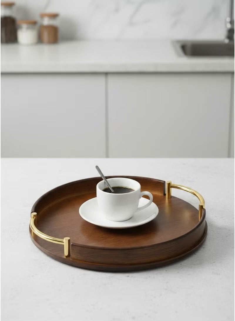 WALALLA 3PCS Bamboo Serving Tray with Handles, Round Decorative Coffee Table Tray for Ottoman, Food Serving Trays for Use in Bedroom Living Room Kitchen Outdoor Scenarios - Image 3