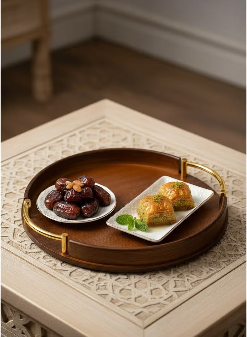 WALALLA 3PCS Bamboo Serving Tray with Handles, Round Decorative Coffee Table Tray for Ottoman, Food Serving Trays for Use in Bedroom Living Room Kitchen Outdoor Scenarios - Image 5