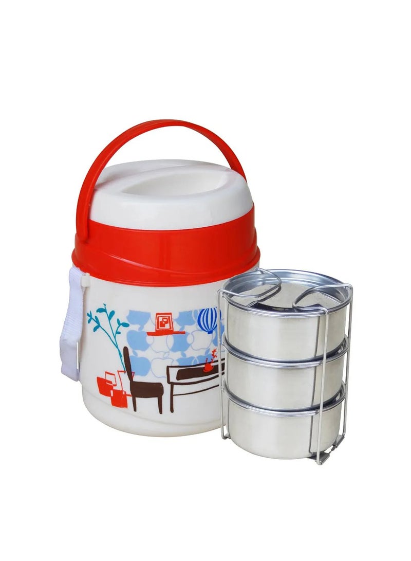 PRINCEWARE Leak Proof Insulated Tiffin Plastic Lunch Boxes, 1020ml, 3-Layer - Image 1