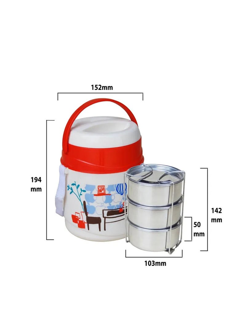 PRINCEWARE Leak Proof Insulated Tiffin Plastic Lunch Boxes, 1020ml, 3-Layer - Image 3