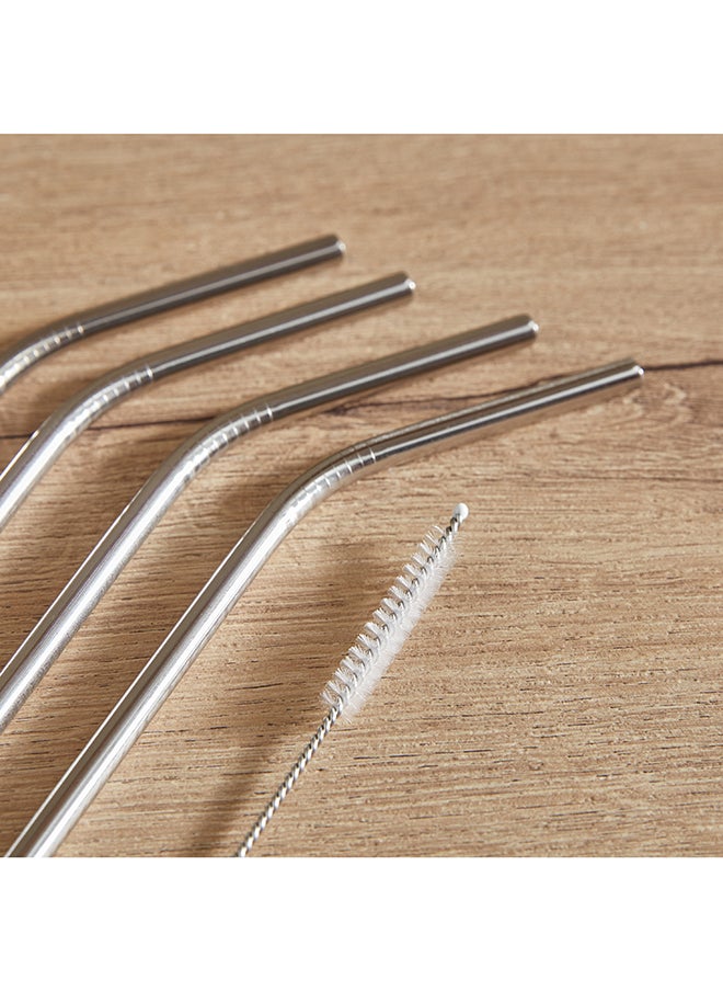 Home Box Easy Chef 5-Piece Steel Straw with Cleaning Brush Set 0.5x22x0.5 cm  - Image 3