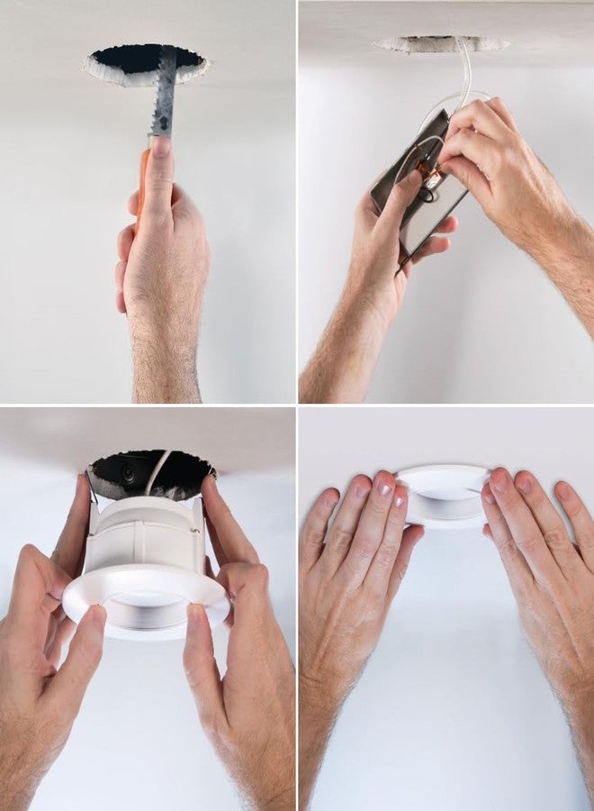 هالو طقم إضاءة LED مدمج قابل للتعديل من HALO RA، مقاس 4 بوصات، بدون غطاء، مع إمكانية اختيار درجة حرارة اللون (2700 كلفن، 3000 كلفن، 3500 كلفن، 4000 كلفن، 5000 كلفن)، 600 لومن، أبيض - Image 4