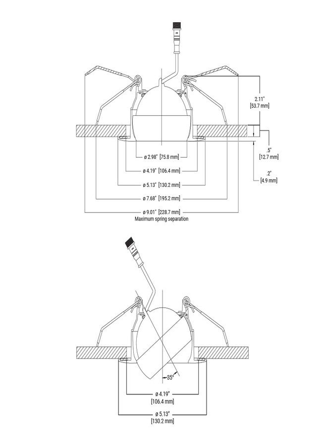 هالو طقم إضاءة LED مدمج قابل للتعديل من HALO RA، مقاس 4 بوصات، بدون غطاء، مع إمكانية اختيار درجة حرارة اللون (2700 كلفن، 3000 كلفن، 3500 كلفن، 4000 كلفن، 5000 كلفن)، 600 لومن، أبيض - Image 5