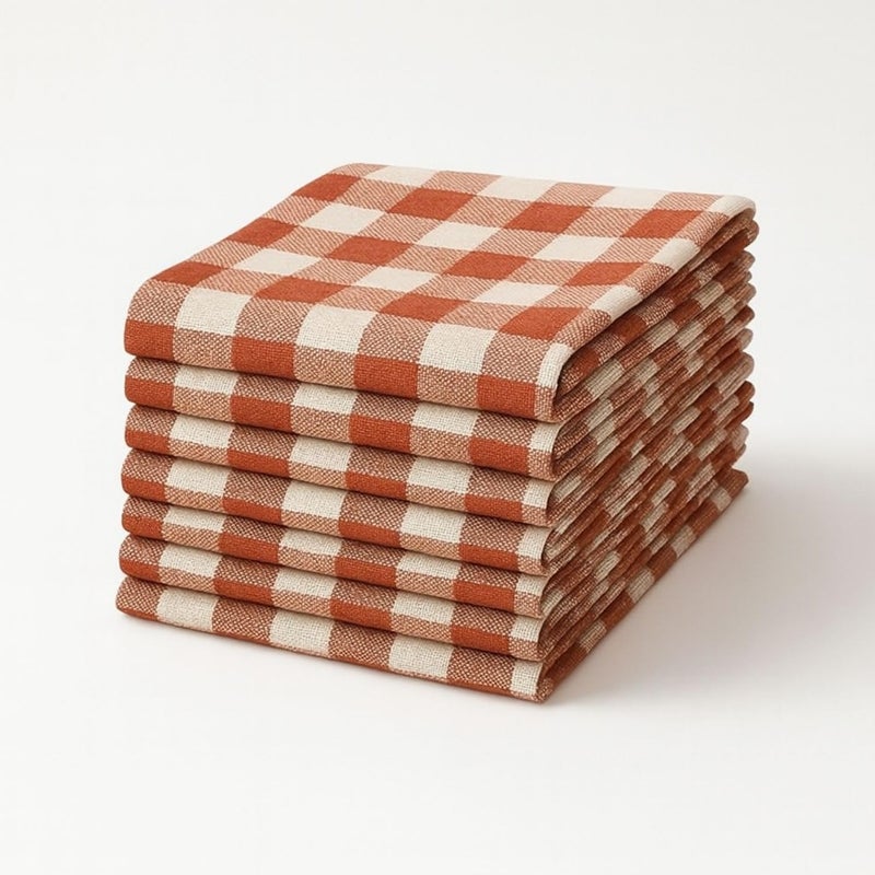 Värde 8 Pcs Cotton Kitchen Cloth/Napkins | Fridge, Table, Kitchen Platform Cleaning & Roti Napkins | 12x22 Inches | Multicolor (Colour5) - Image 1