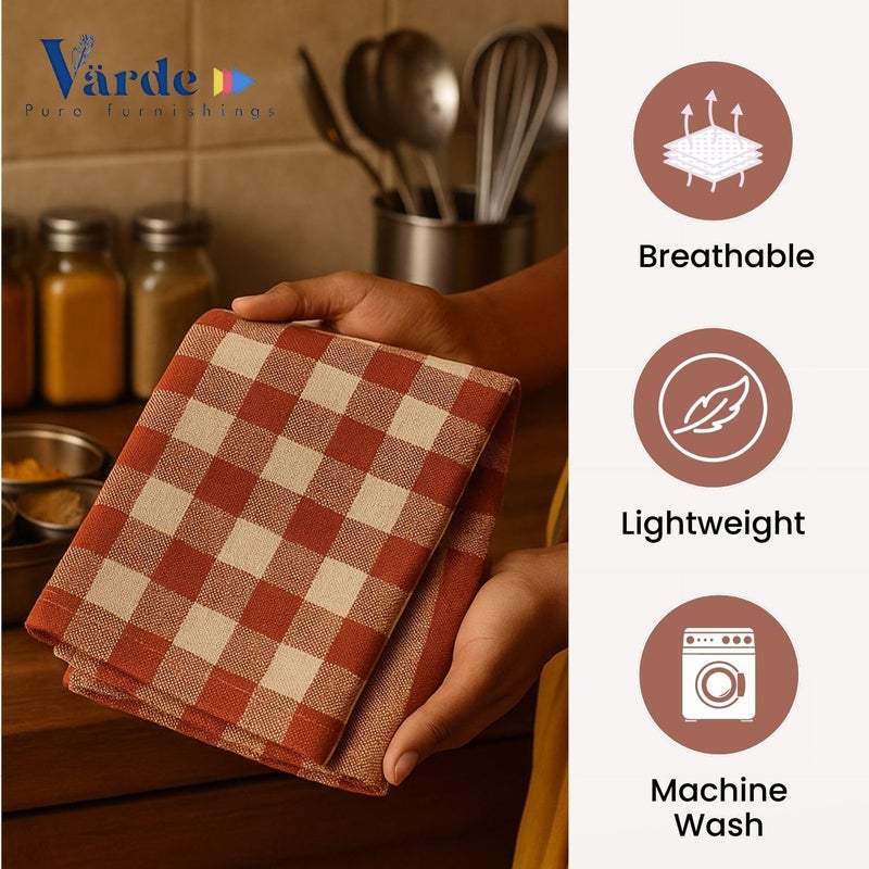 Värde 8 Pcs Cotton Kitchen Cloth/Napkins | Fridge, Table, Kitchen Platform Cleaning & Roti Napkins | 12x22 Inches | Multicolor (Colour5) - Image 4