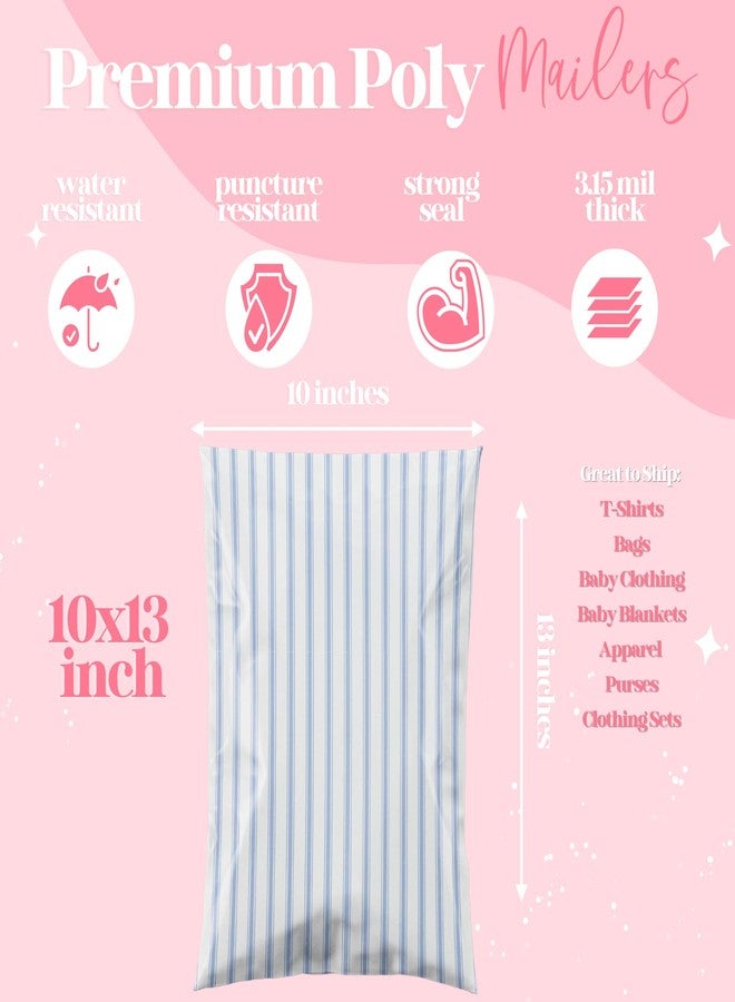 Pretty Package Store 10x13 Designer Poly Mailer 100 Pack Heavy Duty Waterproof Self Seal Shipping Bags for Small Business Large Mailing Envelopes Bulk Tear Resistant Packaging Blue Stripes - Image 2