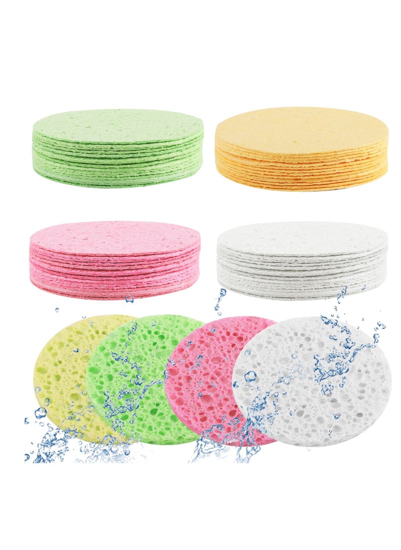 SYOSI - Compressed Facial Sponges, 4 Color Facial Sponges Cleansing Wash Face Sponge, Exfoliating Cellulose Facial Cosmetic Sponges for Makeup Removal 40 Count 2.5 Inch - Image 1