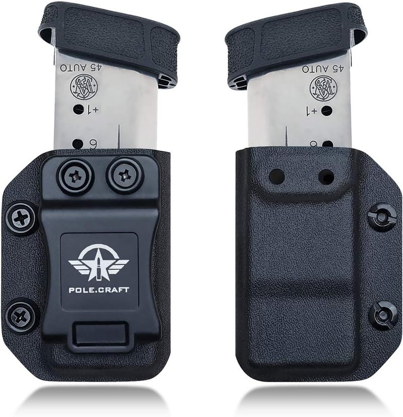 POLE.CRAFT IWB/OWB Magazine Holster Kydex - Mag Carrier Fits: 9mm .40 Double Stack / 9mm .40 Single Stack - P365 1911 Glock 19 19X 17 26 27 28 43 22 23 25 26 27 31 32 33 34 35 37 38 Glock43X .. Mag - Image 1