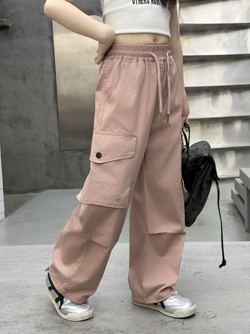 L-19-0062 Big Kidsren'S Elastic Quick-Drying Breathable Cargo Pants For Boys And Girls Category A Thin Kidsren'S 2025 Spring And Style - Image 5