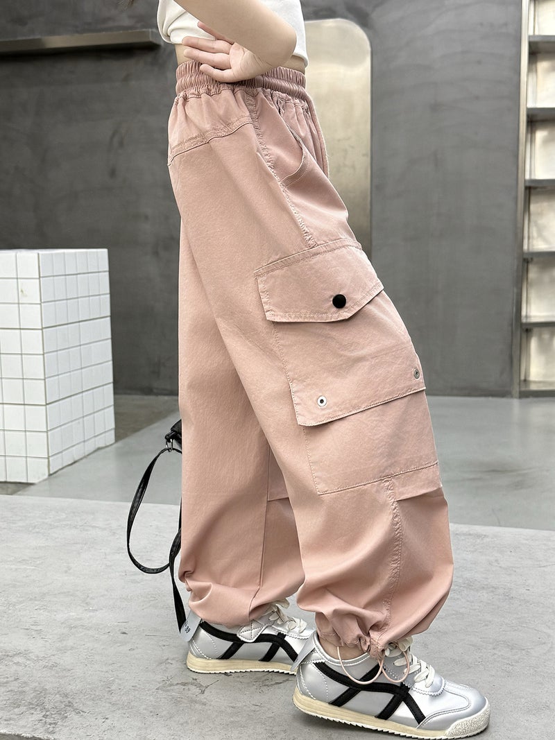 L-19-0062 Big Kidsren'S Elastic Quick-Drying Breathable Cargo Pants For Boys And Girls Category A Thin Kidsren'S 2025 Spring And Style - Image 3