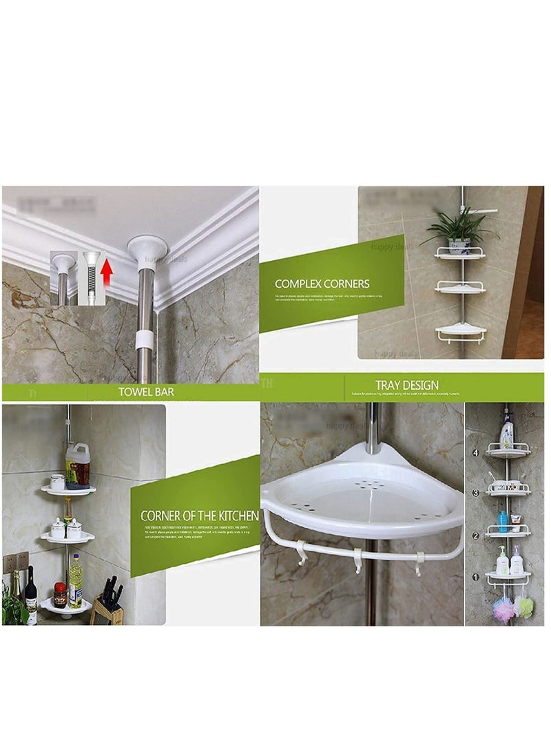 4-Tier Corner Bathroom Shelf White