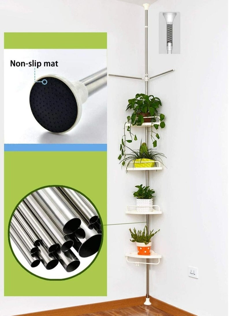 4-Tier Corner Bathroom Shelf White