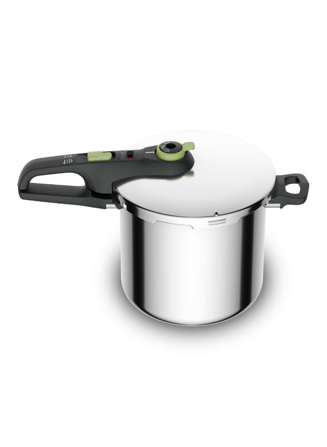 تيفال TEFAL Secure Trendy قدر ضغط 8 لتر | طهي سريع، تصميم جذاب | برنامجان | آمن | مناسب للحث الحراري | ضمان سنتين | P2584402 أسود/ فضي 8لترات - Image 2