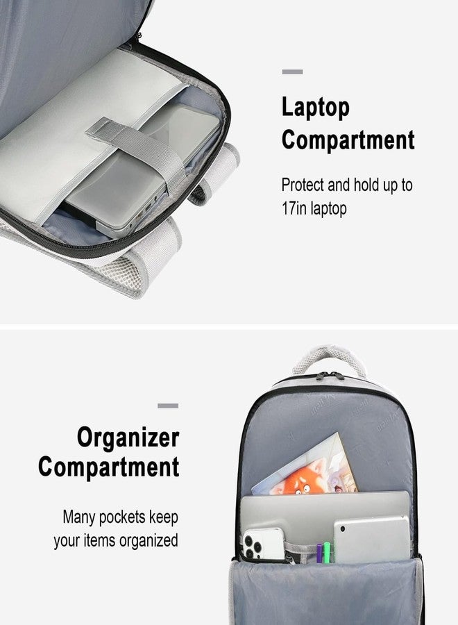 MATEIN Travel Backpack for Women & Men, Airline Approved Carry on Backpack for Airplanes with Shoe Compartment, Large Personal Item Travel Bag fits 17" Laptop, Water Resistant Weekender Daypack, Gray - Image 5