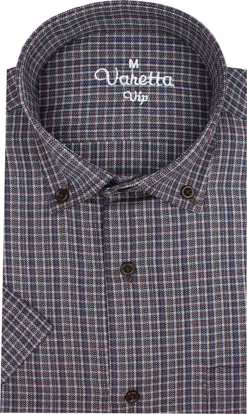 Varetta Men's Burgundy Plum Short Sleeved Classic Cut Collar Buttoned One Pocket Shirt