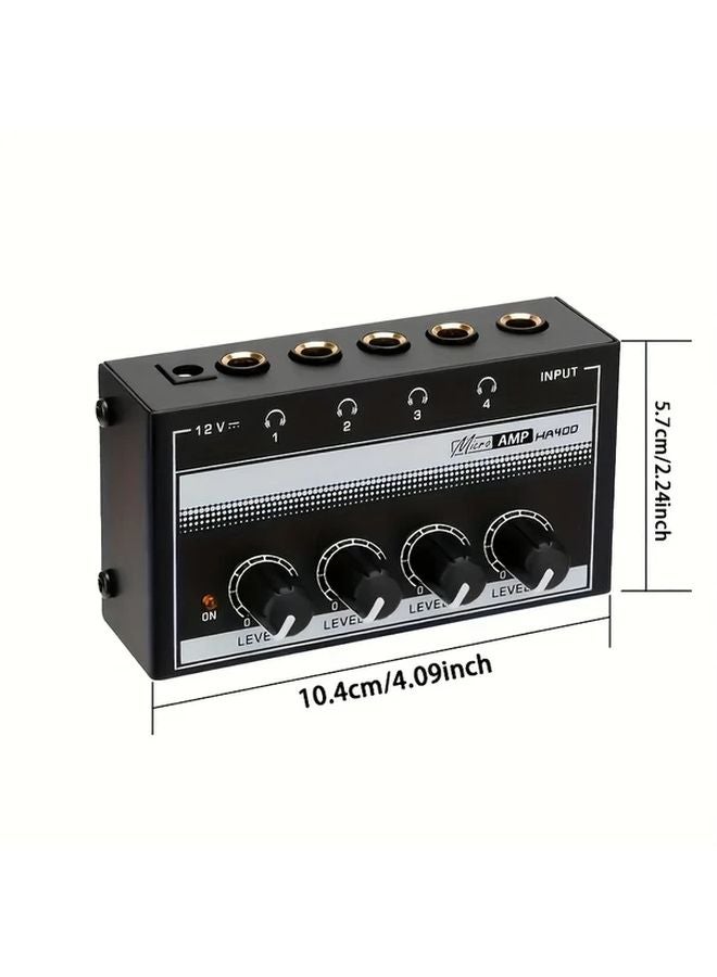 Aroma HA400 Ultra Low Noise 4 Channel Headphone Amplifier Black Iron Compact - Image 3