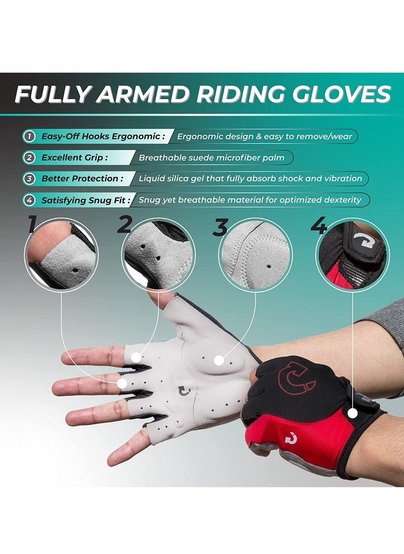 Generic Cycling Gloves Bicycle Mountain Bike for Men Women Anti Slip Shock Absorbing Padded Breathable Half Finger Short Sports Accessories, XL - Image 4