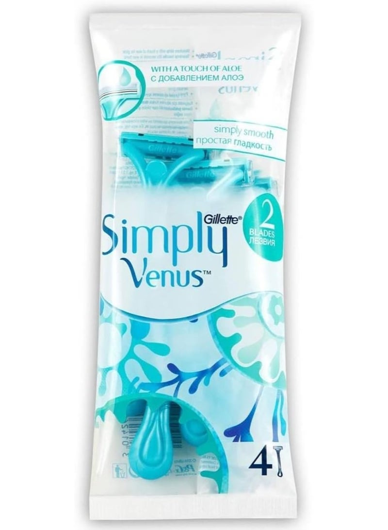 Venus Gillette Simply Venus 2 Disposable Blades bags of 4 - Image 1