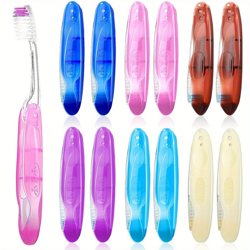 6PC Foldable Travel Toothbrush Set Individually Packed Soft Bristles with Lid - Image 1