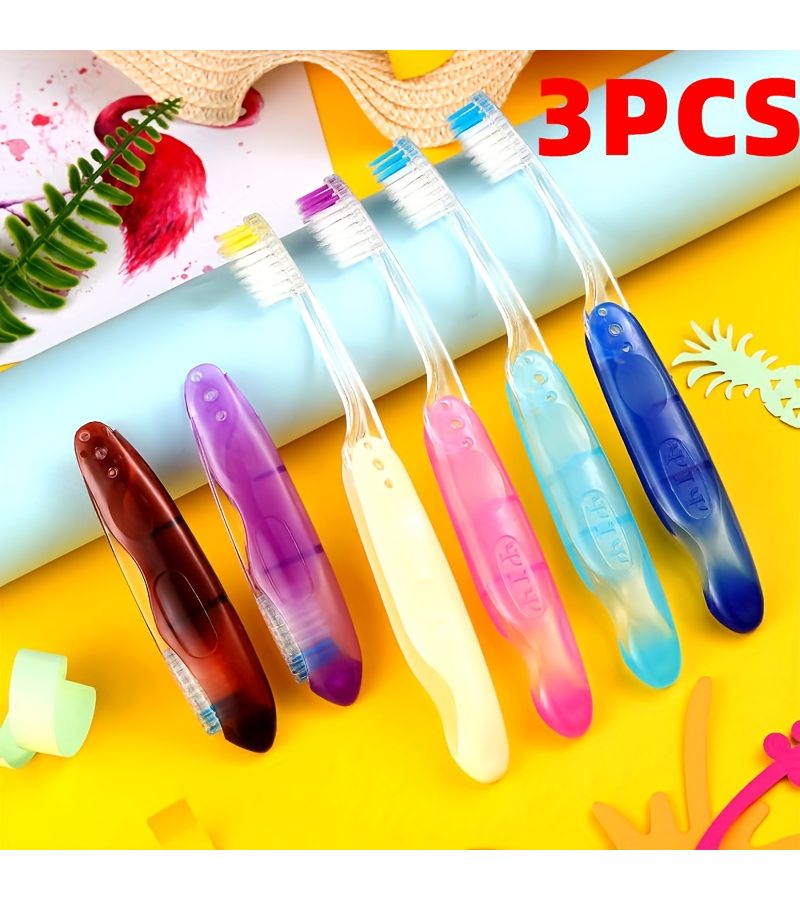 6PC Foldable Travel Toothbrush Set Individually Packed Soft Bristles with Lid - Image 4