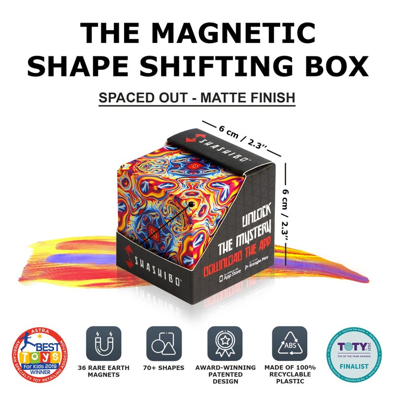 SHASHIBO Shape Shifting Box - Award-Winning  Patented Fidget Cube w/ 36 Rare Earth Magnets - Transforms Into Over 70 Shapes  Download Fun in Motion Toys Mobile App (Original Series - Spaced Out) - Image 2