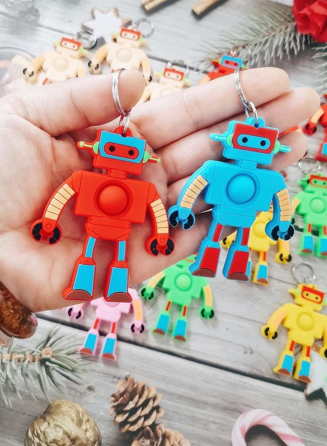 mypush popo 24 Packs Robot Students Gifts Bulk Rainbow Fidgets Keychain Gifts from Teacher, Mini Holiday Classroom Prize Party Favors for Kids - Image 2