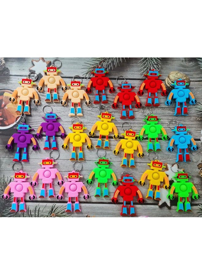 mypush popo 24 Packs Robot Students Gifts Bulk Rainbow Fidgets Keychain Gifts from Teacher, Mini Holiday Classroom Prize Party Favors for Kids - Image 3