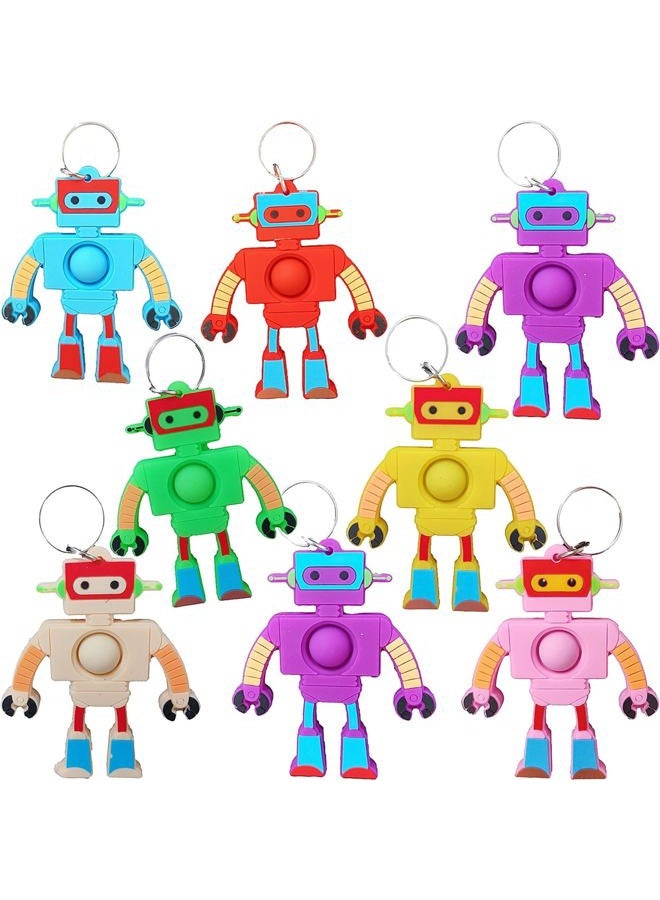 mypush popo 24 Packs Robot Students Gifts Bulk Rainbow Fidgets Keychain Gifts from Teacher, Mini Holiday Classroom Prize Party Favors for Kids - Image 1
