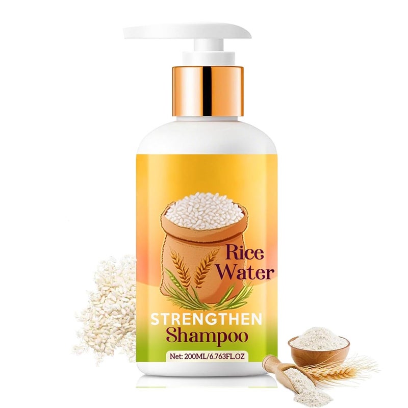 Protective coating Rice Water Shampoo, Moisturizing Hair Shampoo for Repairs Dry, Damaged Hair, Adds Shine, Softness & Volume, Reduces Breakage & Frizz, Strengthening & Detangling Formula For All Hairs Types 7.05oz Fine polished finish - Image 1
