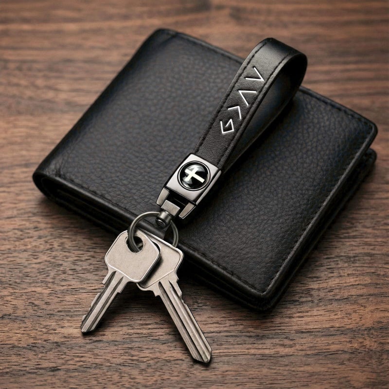 TLOEP Christian Cross Leather Keychain â€“ God Is Greater Than the Highs and Lows Key Ring, Easter Gift for Men, Christian Gift for Dad Husband Boyfriend, Valentineâ€™s Day Gifts, Car Key Accessory - Image 2