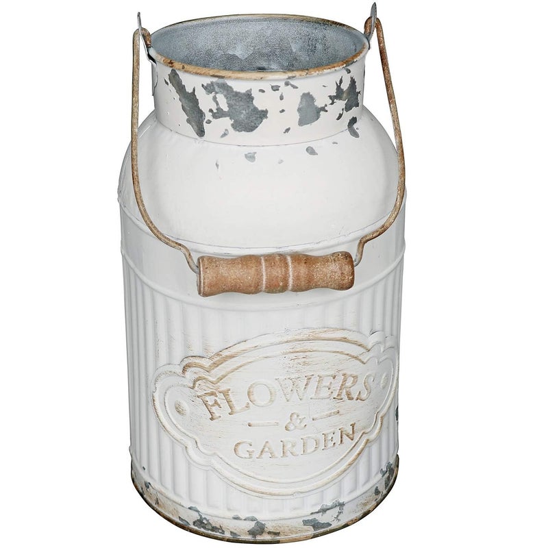 VANCORE Shabby Chic Metal Milk Jug Planter Metal Vases for Decor Rustic Flower Bucket Farmhouse Decorative Vases