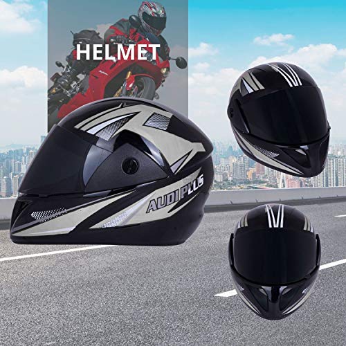 Western Era Pro ISI Certified Helmet || Full Face Silver Graphics || Stylish || High-End Safety || UV Protection Visor || Enhanced Design || Ultra Comfort (Black Glossy) (Size: Large) - Image 3