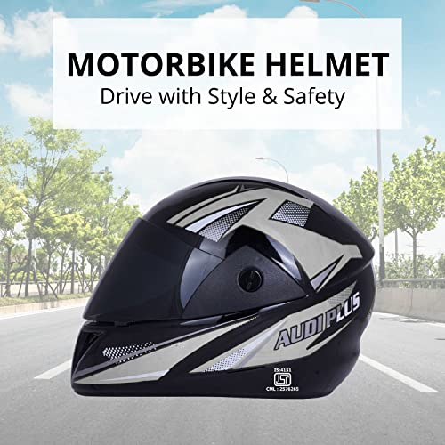 Western Era Pro ISI Certified Helmet || Full Face Silver Graphics || Stylish || High-End Safety || UV Protection Visor || Enhanced Design || Ultra Comfort (Black Glossy) (Size: Large) - Image 2