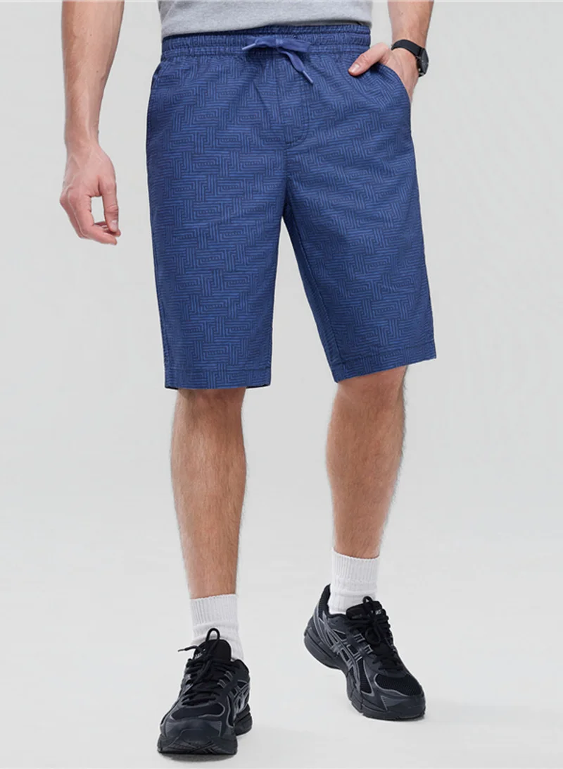 Men’s Slim Twill Bermuda Shorts with Elastic Waist