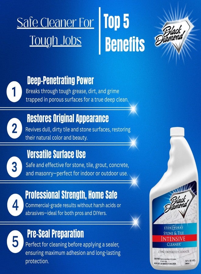 Black Diamond Stoneworks Stone & Tile Intensive Cleaner - Professional Deep Cleaner for Marble, Limestone, Travertine, Granite, Slate, Ceramic & Porcelain Tile - Acid-Free Concentrate (1-Qt.) - Image 2
