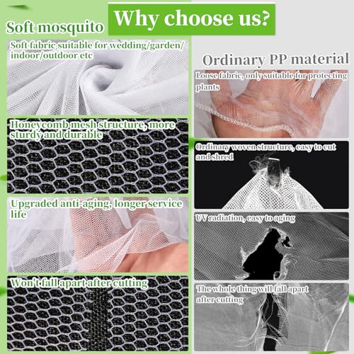 RGQSUN 39x10Ft Mosquito Netting Garden Mesh Netting, Bug Insect Mosquito Fly Bird Net, Animals Barrier Protection Net, White 3x12 m - Image 5