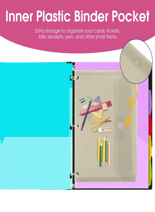 INFUN 1 Inch 3-Ring Telescoping Project Organizer Binder, 13 Pocket, Customizable Front Cover, 5 Color Dividers, Plastic Pocket, 225 Sheet Capacity-White - Image 5