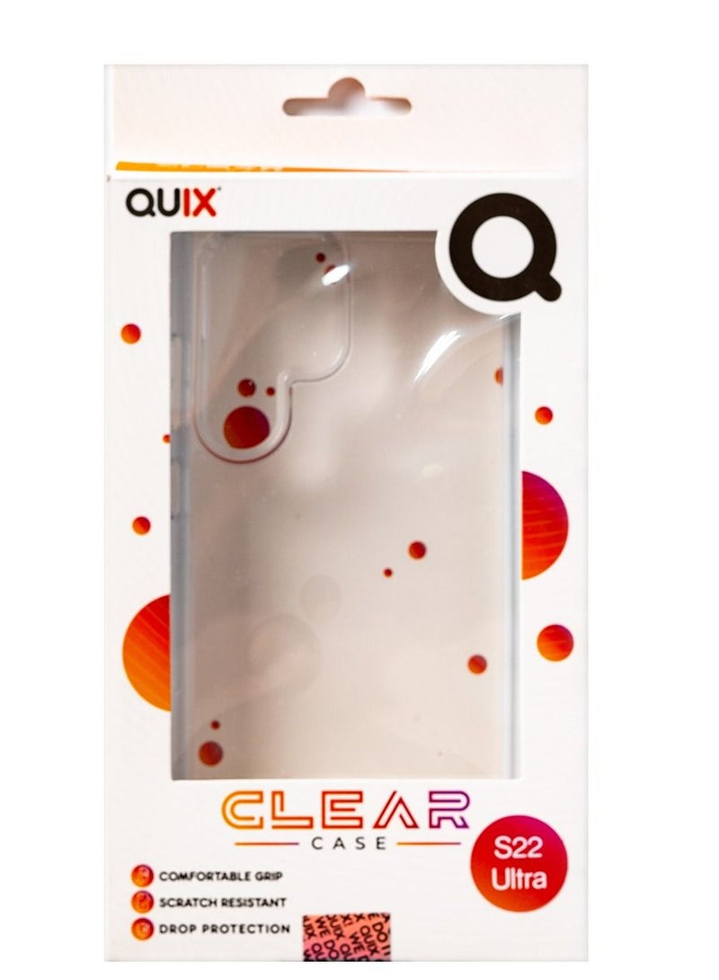 Quix Samsung s22 Ultra case  , Transparent, Anti-Yellowing, Made of Heat-Resistant Polyurethane - Shock Absorption and Anti-Scratch - Airtight and does not allow dust to pass through