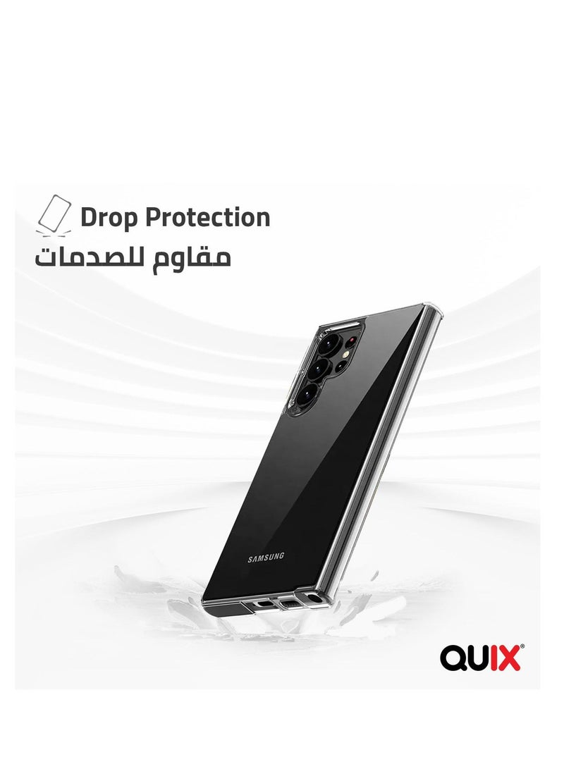 Quix Samsung s22 Ultra case  , Transparent, Anti-Yellowing, Made of Heat-Resistant Polyurethane - Shock Absorption and Anti-Scratch - Airtight and does not allow dust to pass through