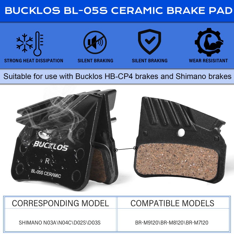 BUCKLOS MTB Hydraulic Disc Brake Set 4 Pistons Front 850mm and Rear 1550mm Hydraulic Brakes with Aluminum Alloy Lever with Caliper Ceramic Brake Pad Fit Mountain Bike,Ebike,Fat Bike HB-CP4 (Pre-Bled) - Image 4