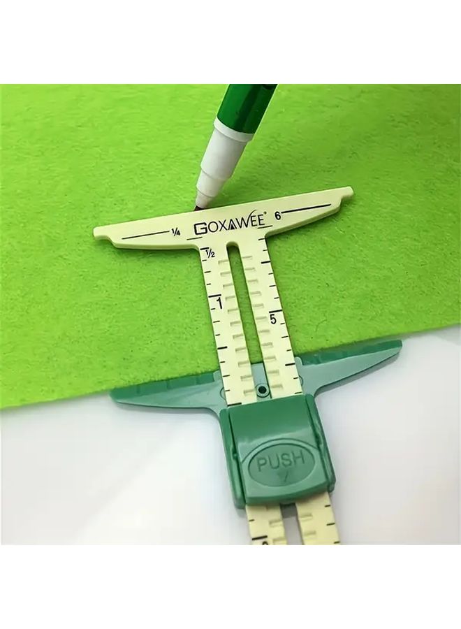 Multifunctional 5 In 1 Sliding Gauge Quilting Ruler Plastic Drawing Sewing Tool 1pc - Image 1