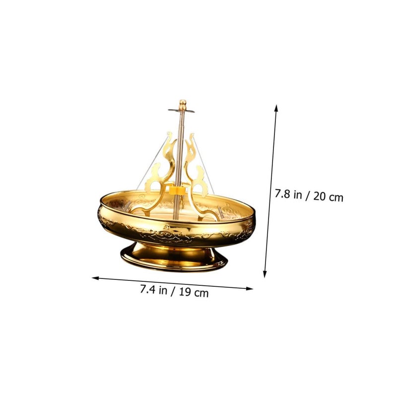 Golden Alloy Incense Coil Burner Stand For Meditation Decor Home Office Censer - Image 3