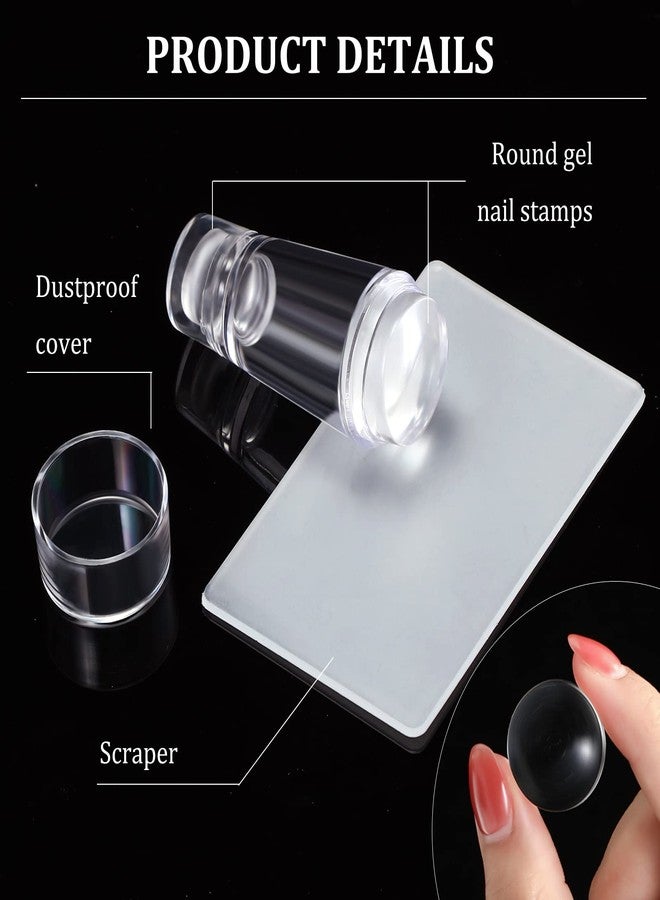 Spakon 6 Pieces Nail Art Stamper Supplies Clear Silicone Stamping Jelly with Scraper Transparent French Tip Nail Art Manicure Tool Kit Soft Printer for DIY Accessories Decor - Image 3